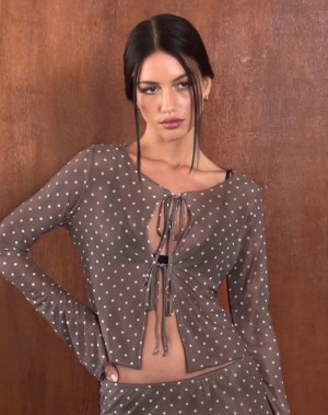 Bluza Motel Rocks Araceli Tie Front Dama Maro | LYU2995YN