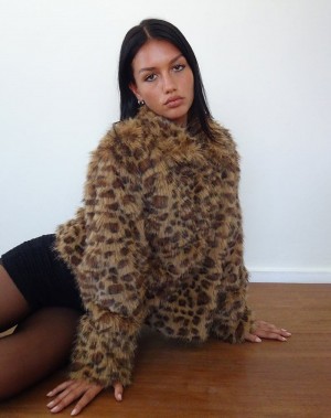 Geaca Motel Rocks Joji Crop Faux Fur Dama Maro | BFN3526IN