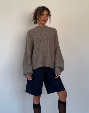 Jumpers Motel Rocks Viola Oversized Tricotate Dama Verzi Deschis | QCR8843IT