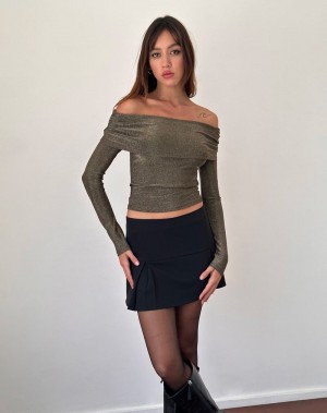 Tricouri Motel Rocks Andi Long Sleeve Bardot Dama Aurii | SUB9821UW