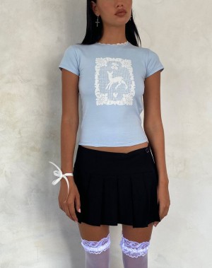 Tricouri Motel Rocks Zagy Scurte Sleeve Tee Dama Albastri | NKL2446WX