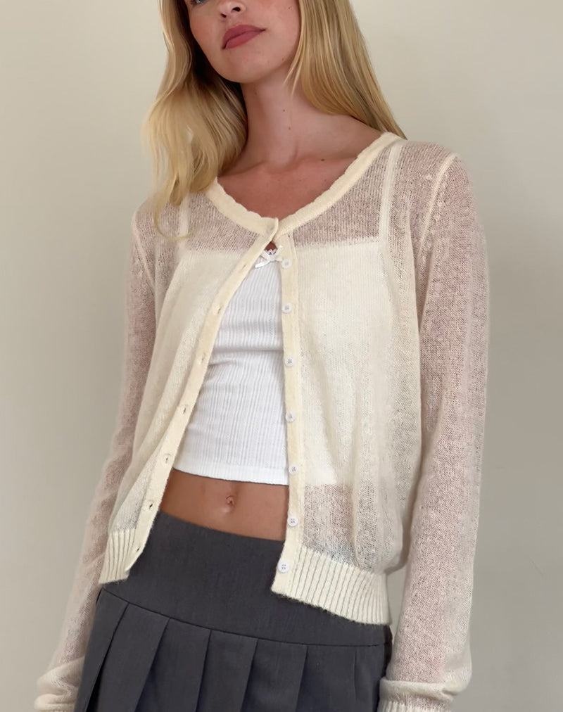 Cardigan Motel Rocks Solana Light Knit Dama Albi | RDE126WW