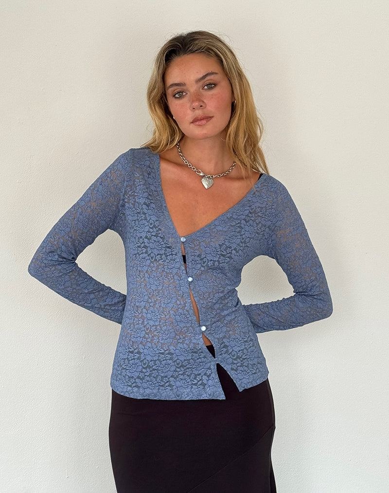 Cardigan Motel Rocks Zatin Asymmetrical Dama Albastri | IPZ7058HT