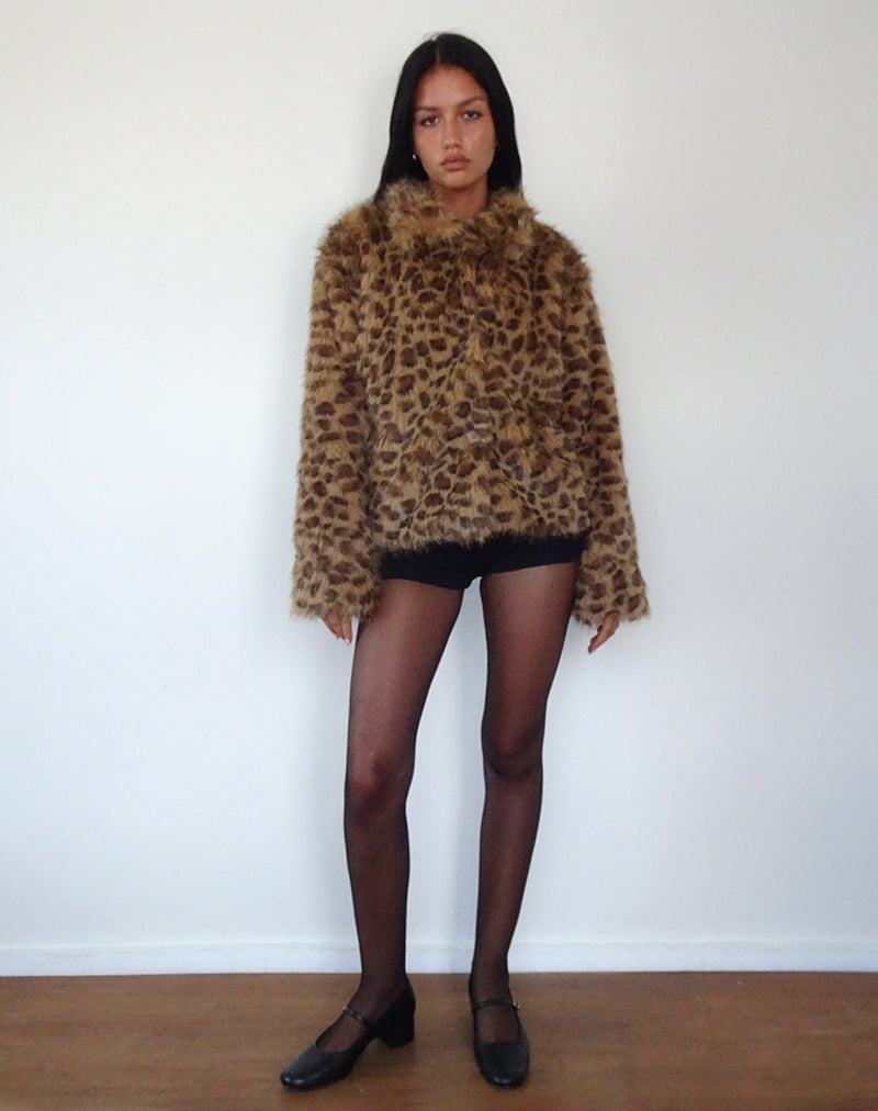 Geaca Motel Rocks Joji Crop Faux Fur Dama Maro | BFN3526IN