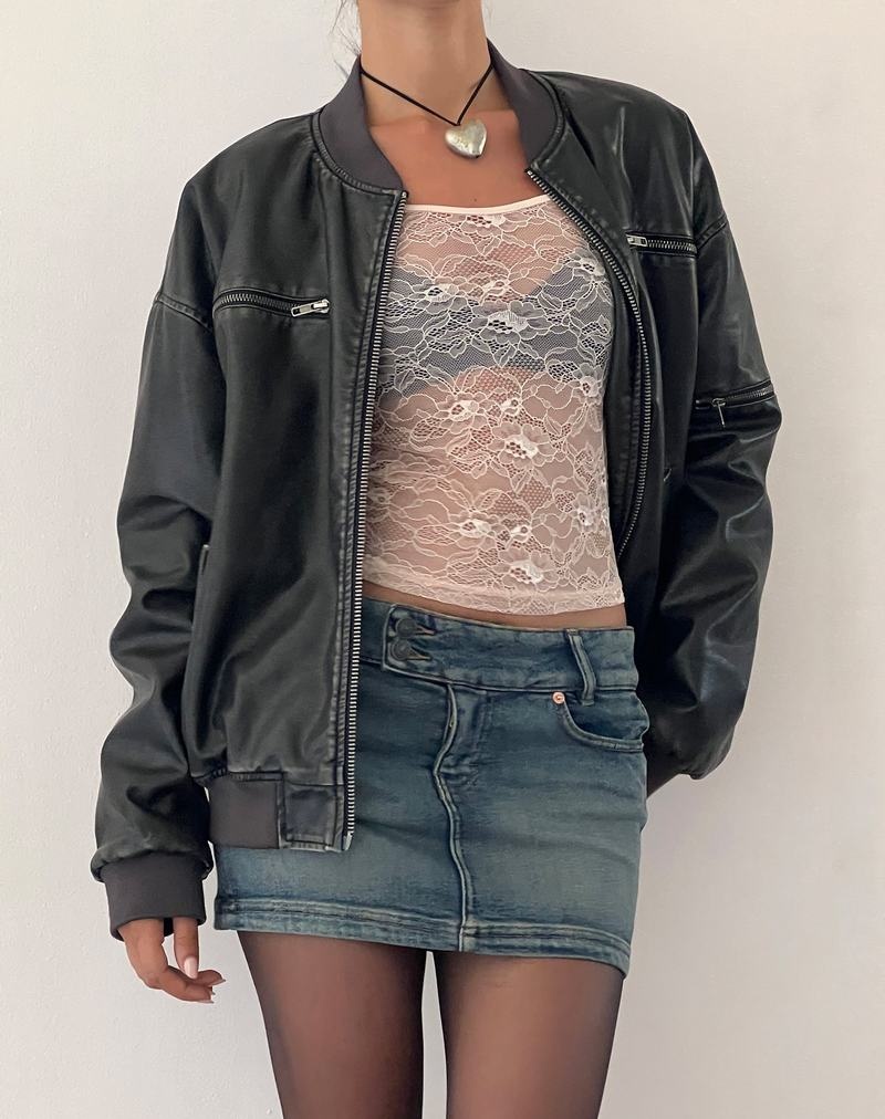 Jacheta Bomber Motel Rocks Marco Distressed Dama Negrii | FDN8886PY