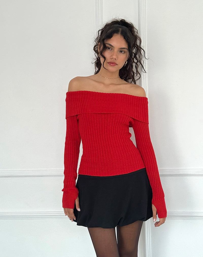 Jumpers Motel Rocks Circe Off-shoulder Long Sleeve Knit Top Dama Rosii | UHJ751HG