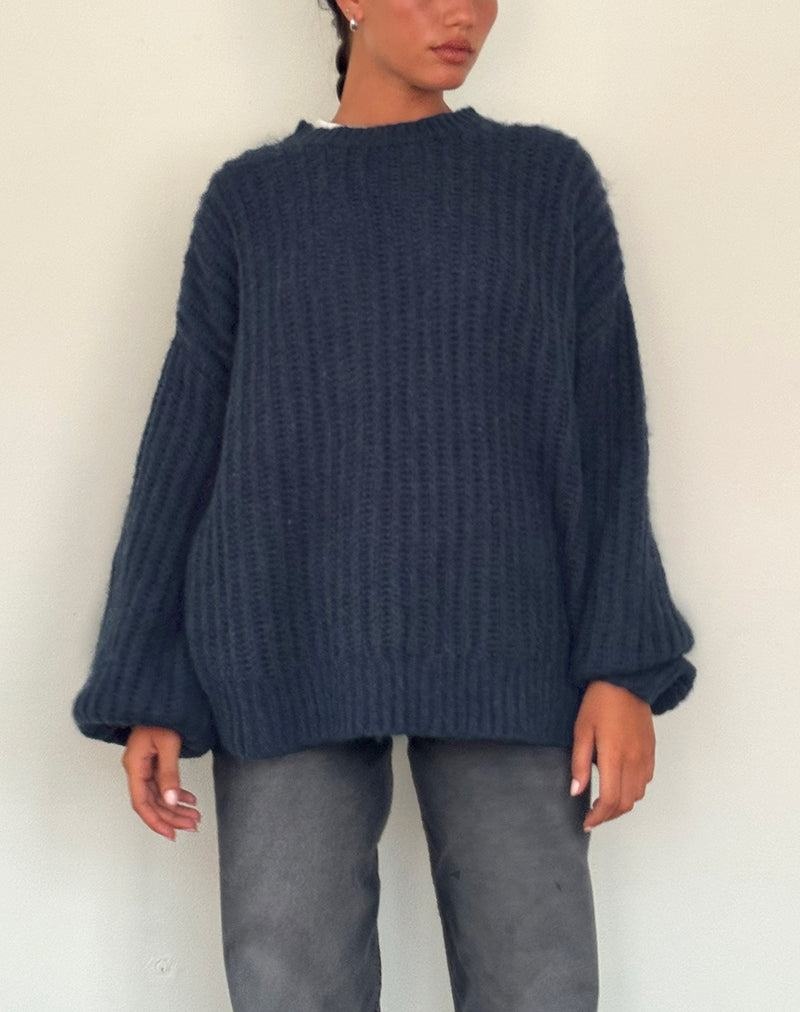 Jumpers Motel Rocks Daren Oversized Tricotate Dama Bleumarin | LQE2995YF