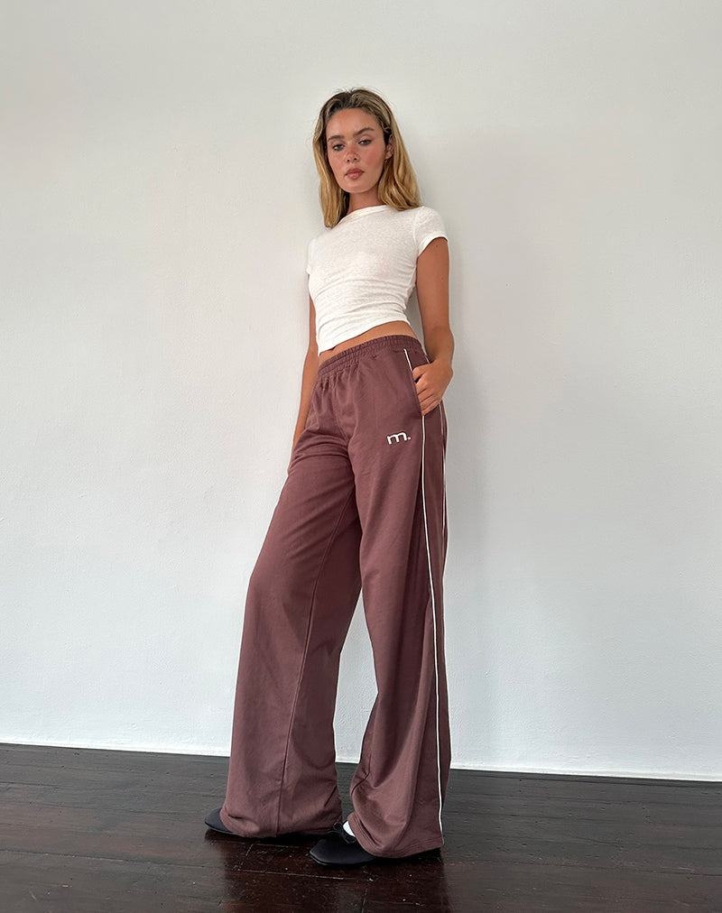 Pantaloni Jogger Motel Rocks Benton Largi Leg Dama Albi | QYT8043VA