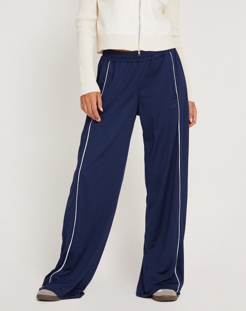 Pantaloni Jogger Motel Rocks Shobi Largi Leg Dama Bleumarin | KEC1086VO