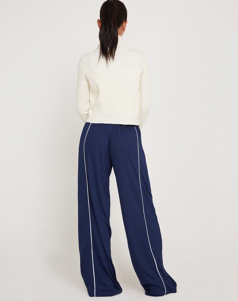 Pantaloni Jogger Motel Rocks Shobi Largi Leg Dama Bleumarin | KEC1086VO