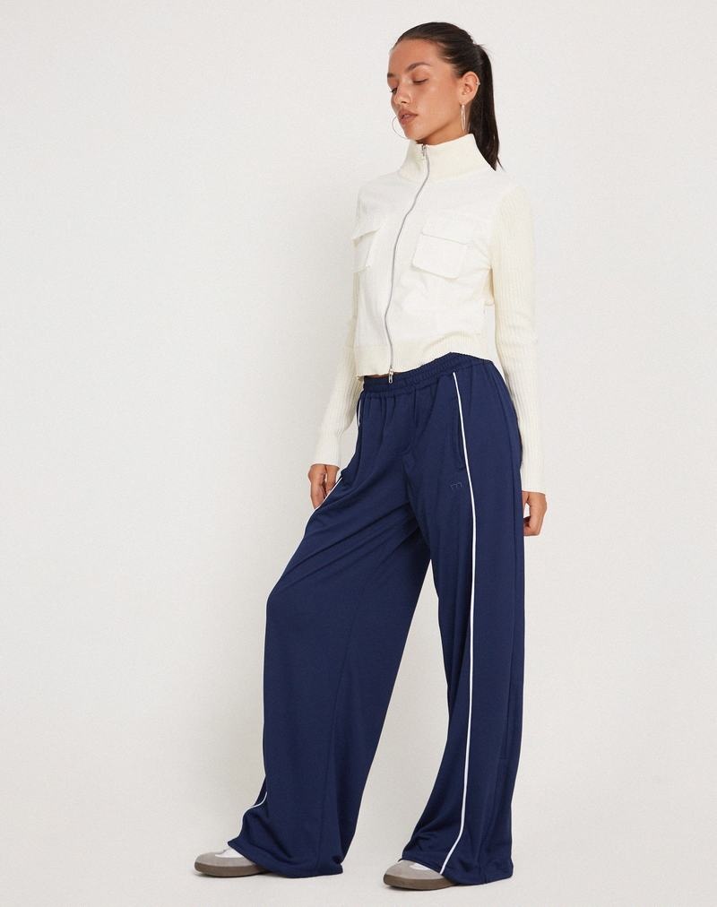 Pantaloni Jogger Motel Rocks Shobi Largi Leg Dama Bleumarin | KEC1086VO