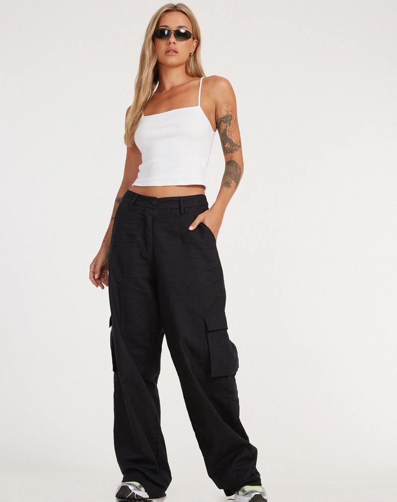 Pantaloni Motel Rocks Jita Cargo Dama Negrii | IUR3983TC