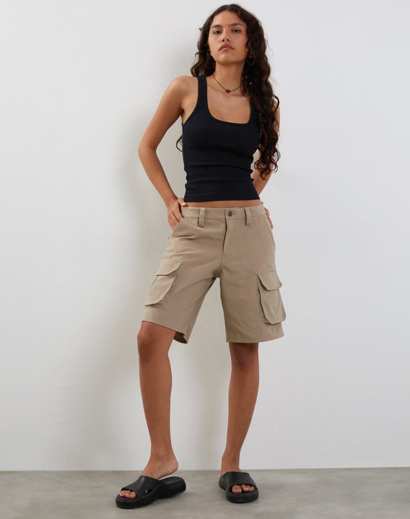 Pantaloni Scurti Motel Rocks Saito Longline Cargo Dama Gri | SUR6392RX