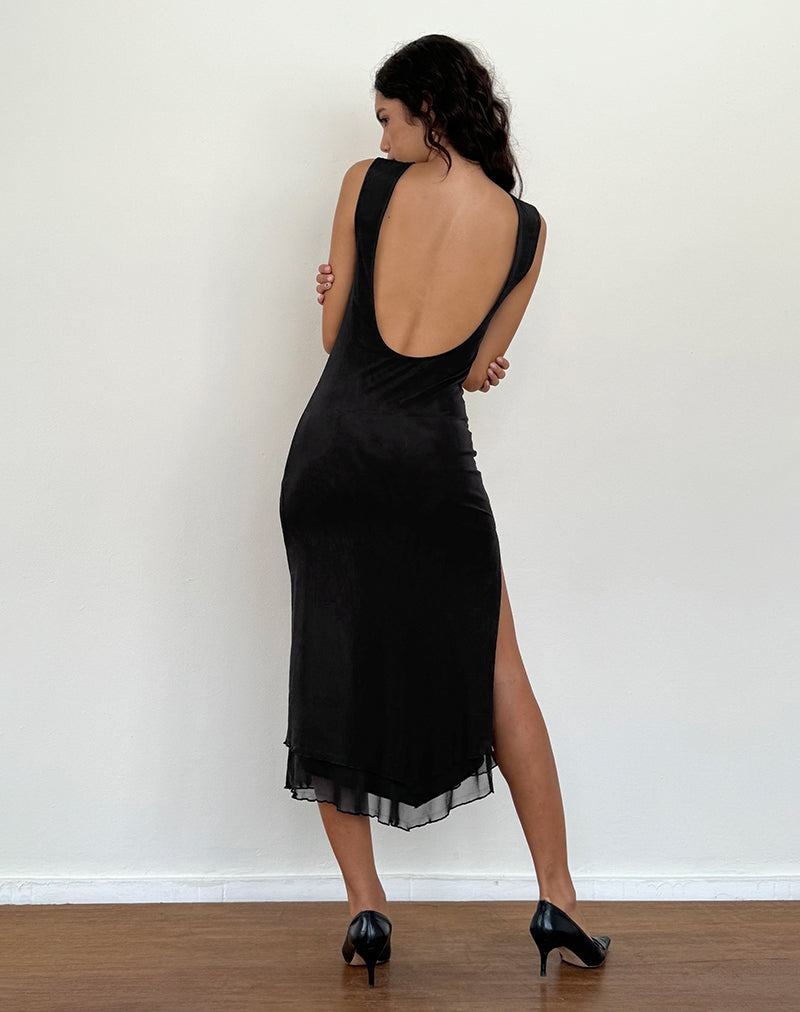 Rochie Midi Motel Rocks Lyra Backless Dama Negrii | QYE8658MN