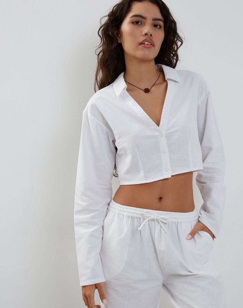 Topuri Decupate Motel Rocks Lyse Super Cropped Shirt Dama Albi | AKF9176OE