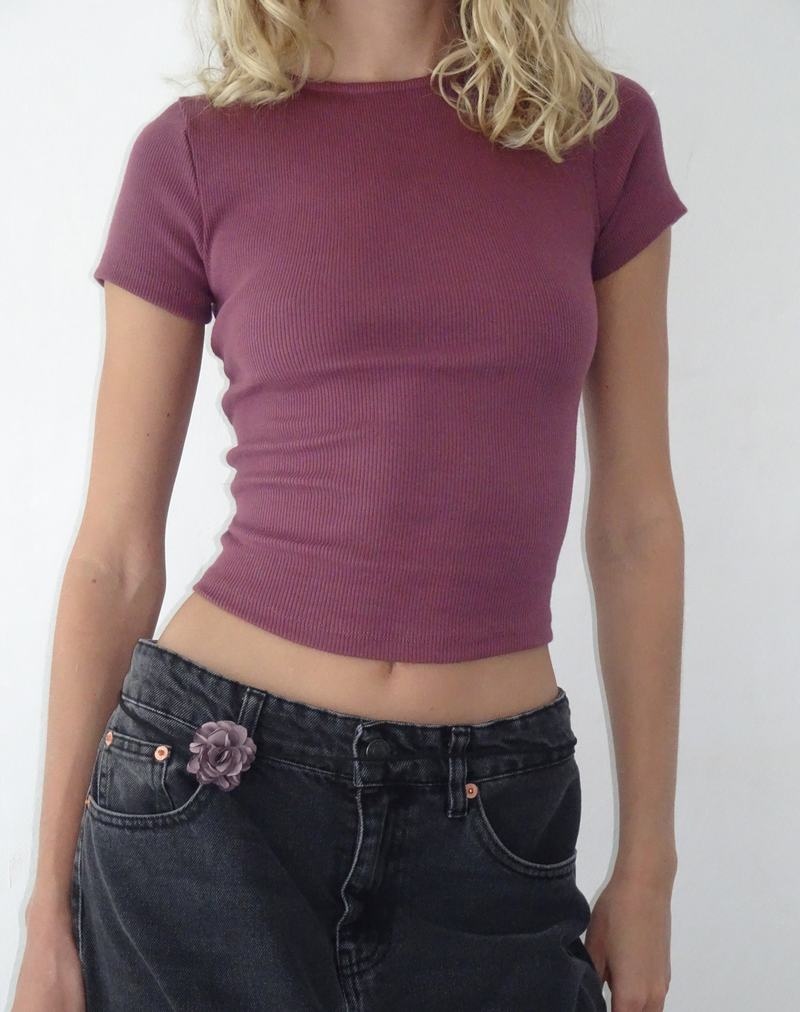 Tricouri Motel Rocks Elyto Cu Nervuri Open Back Tee Dama Violet | GLH8795ZM