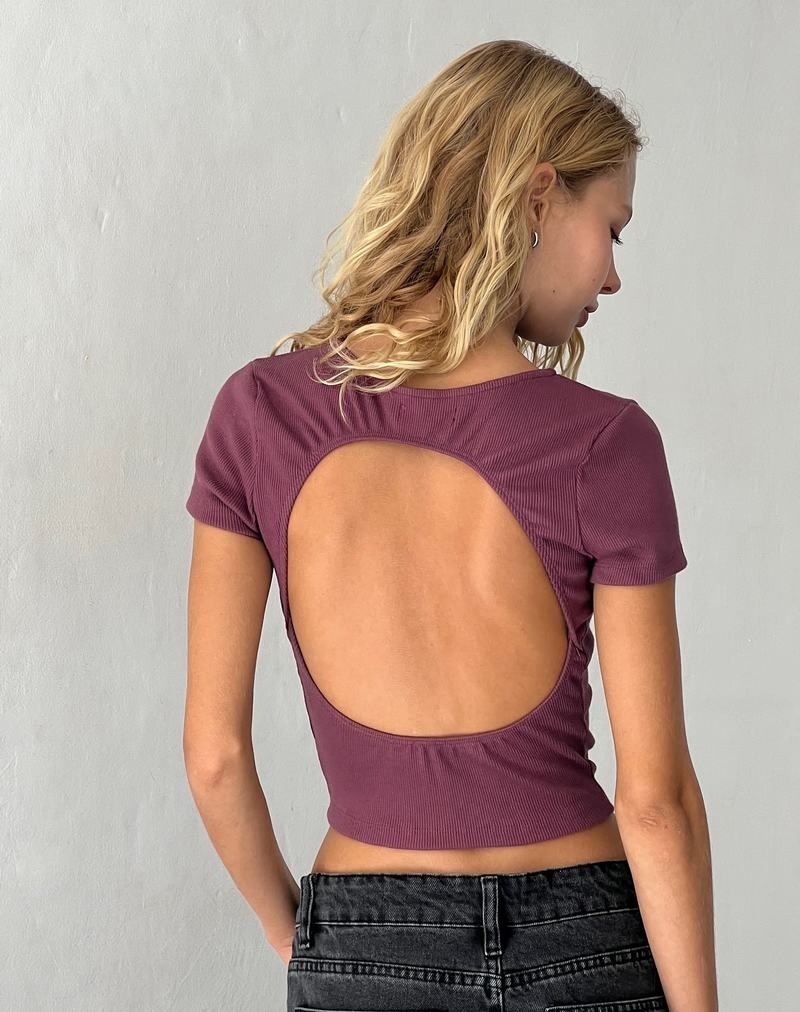 Tricouri Motel Rocks Elyto Cu Nervuri Open Back Tee Dama Violet | GLH8795ZM