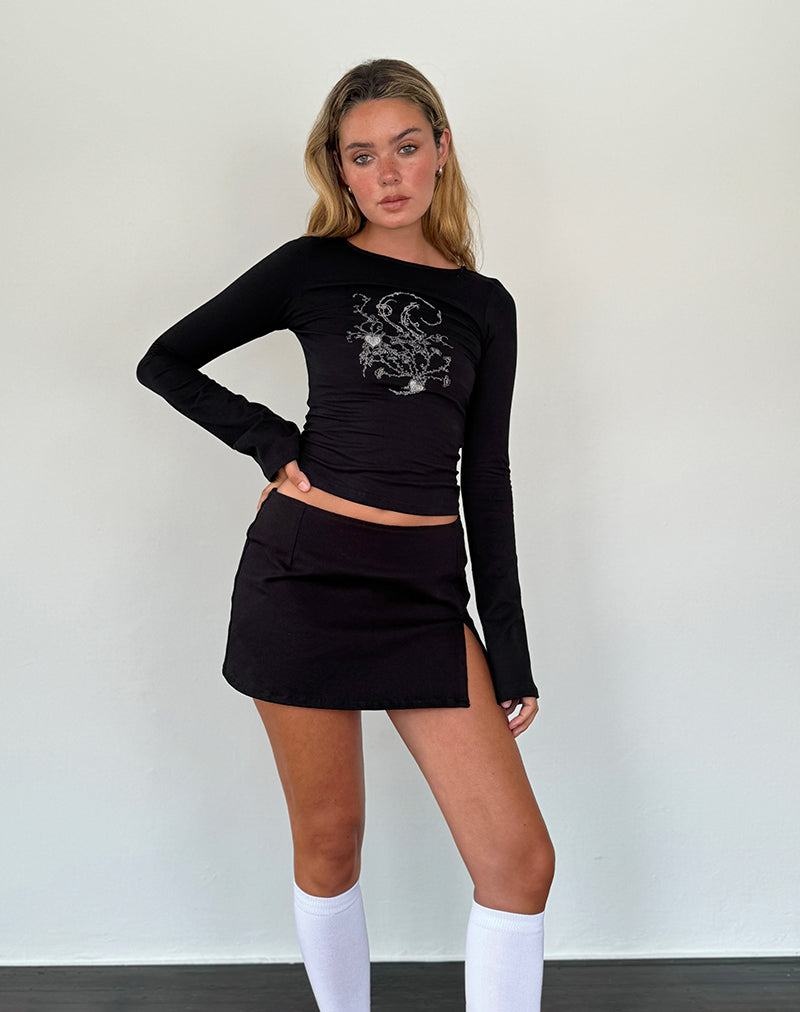 Tricouri Motel Rocks Salaka Long Sleeve Dama Negrii | LXD9360GR